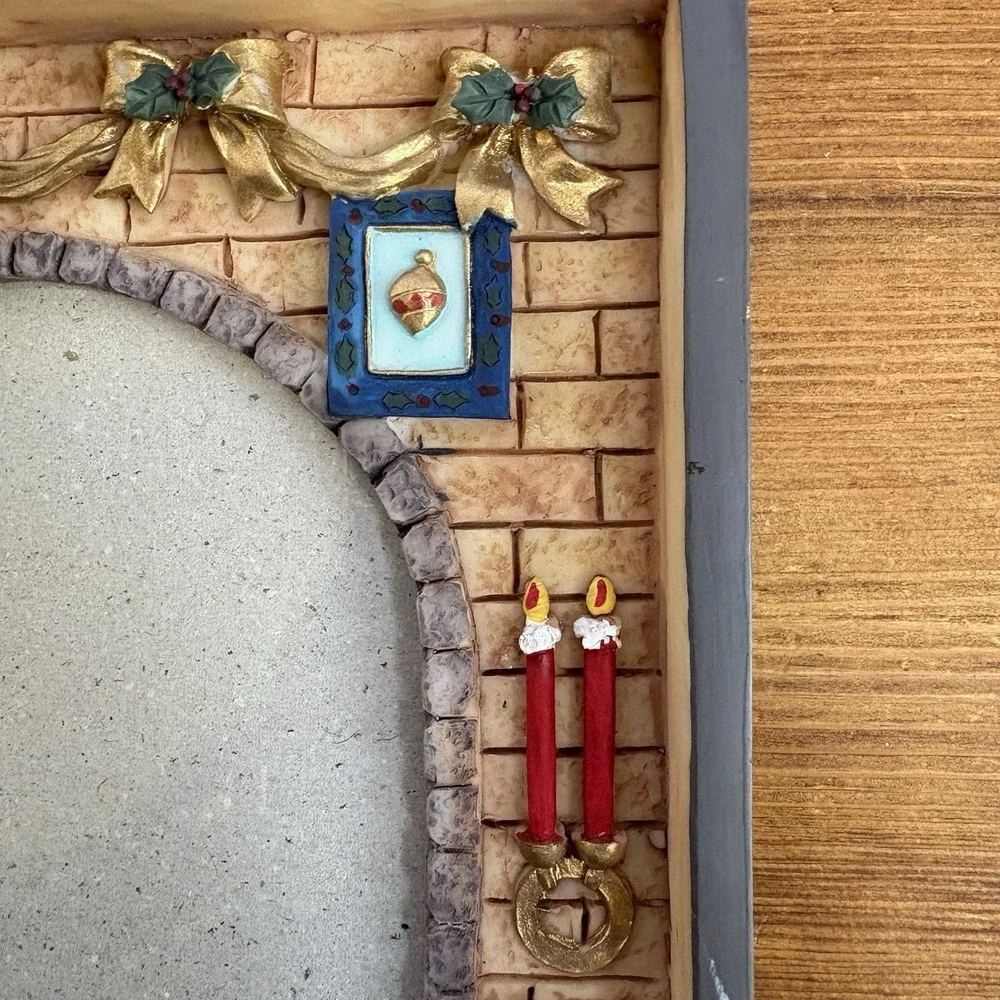 Vintage Christmas Fireplace Resin Picture Frame 5x7 Holiday Photo Frame Decor
